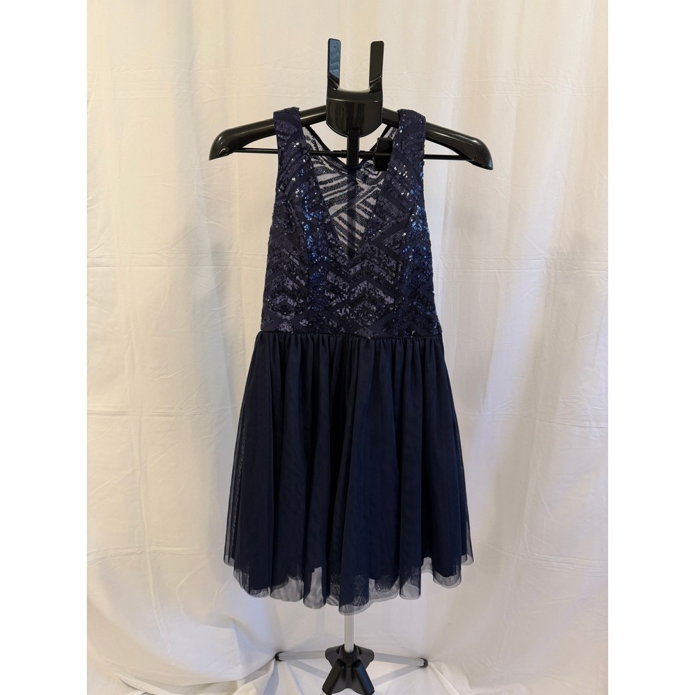 Trixie Sequin Navy Blue Dress‎ Sleeveless Party Cocktail Mini Size 9